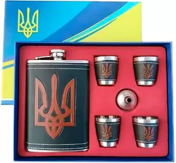 Подарунковий набір MOONGRASS 6в1 з флягою, чарками, лійкою UKRAINE ???????? WKL-015