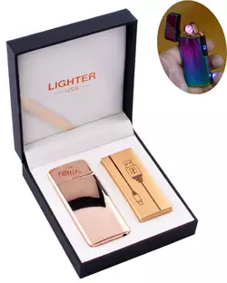 Електроімпульсна запальничка в подарунковій коробці LIGHTER (USB) HL-122 Gold