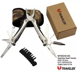 Багатофункціональний ніж (мультитул) з комплектом біт Traveler 16,2см (72шт/ящ) MT832ID-8G