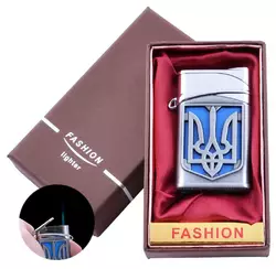 Запальничка в подарунковій коробці Україна (Гостре полум'я) UA-24 Silver