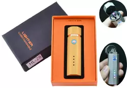 Електроімпульсна запальничка в подарунковій упаковці Lighter (Подвійна блискавка, USB) HL-28 Gold