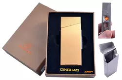 Портсигар з USB запальничкою в подарунковій упаковці (Під пачку сигарет Slim, Спіраль розжарювання) №4840 Gold