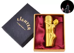 Запальничка в подарунковій коробці Дівчина на Мікрофоні (Турбо полум'я) XT-61 Gold