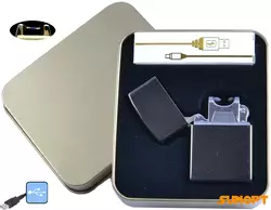 Електроімпульсна запальничка в металевій упаковці JIN LUN (USB) №4839-2