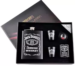 Подарунковий набір 5в1 фляга, 2 чарки, лійка, запальничка 'Jack Daniels' DJH-1536