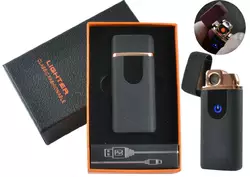 USB - Газова Запальничка (Турбо полум'я + спіраль розжарювання) індикатор заряду HL-248 Black sand