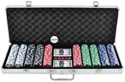 Покерний набір в алюмінієвому кейсі на 500 фішок (62x21x8 см) ⚠️ Знижений в ціні товар: Пошкоджений кейс ⚠️ №500