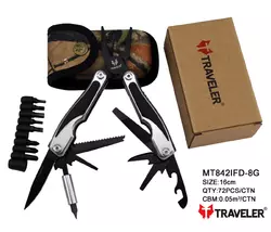 Багатофункціональний ніж (мультитул) з комплектом біт Traveler 16см (72шт/ящ) MT842IFD-8G