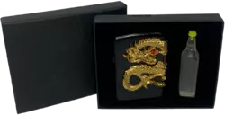 Запальничка бензинова 'Дракон' у подарунковій коробці + балончик бензину HL-372-5