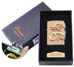 Електроімпульсна запальничка в подарунковій коробці Дракон HL-118 Gold