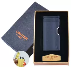Електроімпульсна запальничка в подарунковій упаковці Lighter (Подвійна блискавка, USB) HL-38 Black