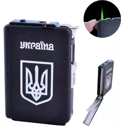 Портсигар + запальничка на 10 сигарет Україна (Турбо полум'я) HL-153