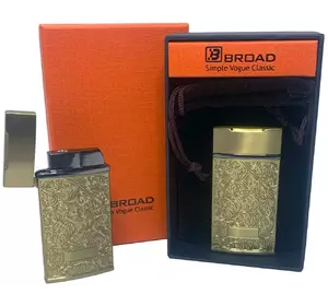 Креативна запальничка вітрозахисна в подарунковій коробці ????BROAD (Турбо полум'я????) HL-404 Gold