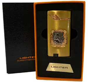 Газова запальничка "Тигри ????" (Турбо полум'я ????, подарункова коробка ????) Jiebao Lighter HL-506 Golden