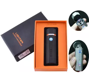 Електроімпульсна запальничка в подарунковій упаковці Lighter (Подвійна блискавка, USB) HL-28 Black