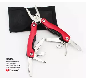 Багатофункціональний ніж (мультитул) Traveler 10,5см (240шт/ящ) MT-608 червоний