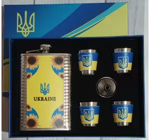 Подарунковий набір MOONGRASS 6в1 з флягою, чарками, лійкою UKRAINE ???????? WKL-074