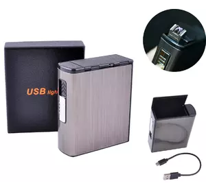 Портсигар + USB запальничка (Пачка сигарет, Електроімпульсна) HL-157 Black