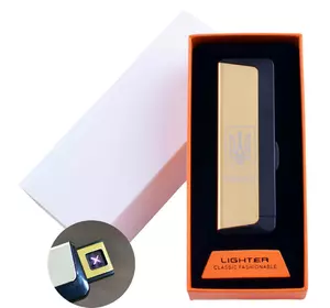 Електроімпульсна запальничка в подарунковій упаковці Ukraine (Подвійна блискавка, USB) HL-62 Gold