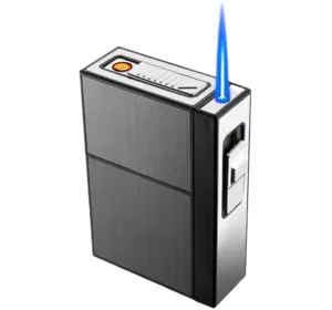 Портсигар на 20 сигарет із запальничкою та електроприкурювачем⚡️(USB) HL-423 Black