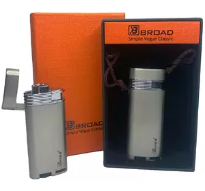 Креативна запальничка вітрозахисна в подарунковій коробці ????(Турбо полум'я????) BROAD HL-405 Silver