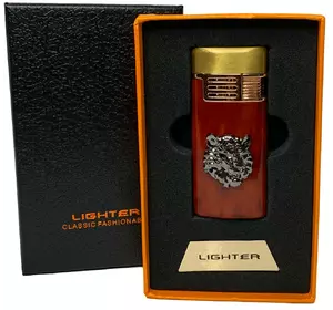 Газова запальничка "Тигри ????" (Турбо полум'я ????, подарункова коробка ????) Jiebao Lighter HL-509 Wooden