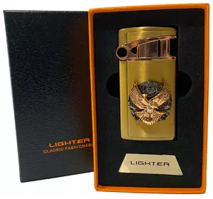 Газова запальничка "Орли ????" (Турбо полум'я ????, подарункова коробка ????) Jiebao Lighter HL-501 Golden