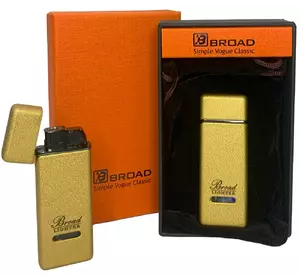 Креативна матова запальничка вітрозахисна в подарунковій коробці BROAD ????(Турбо полум'я????) HL-399 Gold