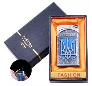 Запальничка в подарунковій коробці Україна (Гостре полум'я) UA-20 Silver