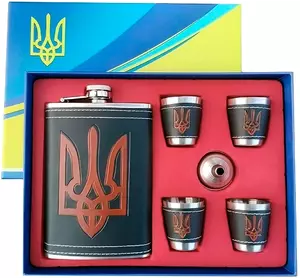 Подарунковий набір MOONGRASS 6в1 з флягою, чарками, лійкою UKRAINE ???????? WKL-015