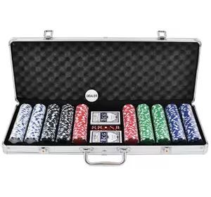 Покерний набір в алюмінієвому кейсі на 500 фішок (62x21x8 см) №500