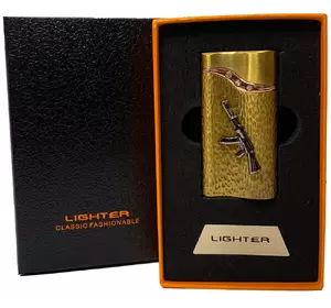Газова запальничка "Зброя" (Турбо полум'я ????, подарункова коробка ????) Jiebao Lighter HL-505 Golden