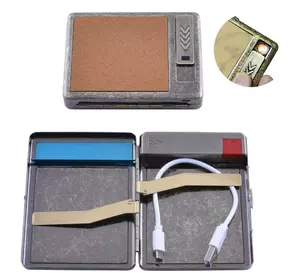 Портсигар подарунковий з USB запальничкою (Спіраль розжарювання, 20 сигарет) HL-8001-3