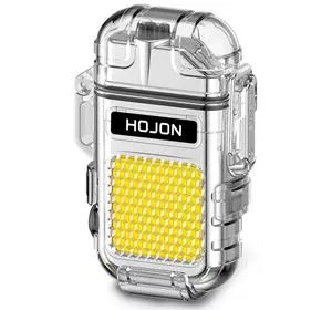 Дугова електроімпульсна запальничка з ліхтариком водонепроникна⚡️???? HOJON HL-513-Silver