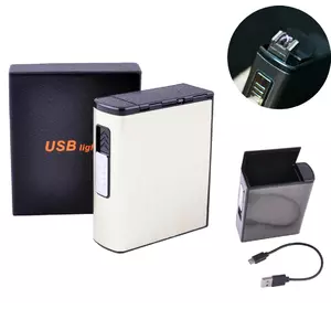 Портсигар + USB запальничка (Пачка сигарет, Електроімпульсна) HL-157 Gold
