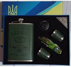 Подарунковий набір MOONGRASS 5в1 з флягою, чарками, лійкою, ножем UKRAINE ???????? WKL-082