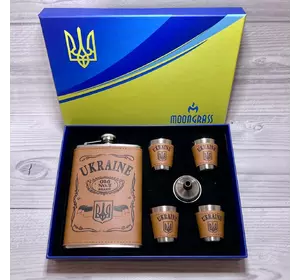 Подарунковий набір MOONGRASS 6в1 з флягою, чарками, лійкою UKRAINE ???????? WKL-005