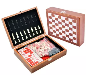 Ігровий набір шахи/лото, дерев'яна коробка №2519