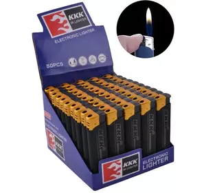 Зажигалка пластиковая KKK резина черная/золото №156М