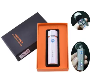 Електроімпульсна запальничка в подарунковій упаковці Lighter (Подвійна блискавка, USB) HL-28 White