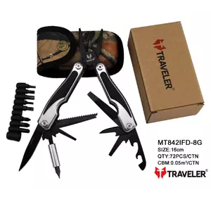 Багатофункціональний ніж (мультитул) з комплектом біт Traveler 16см (72шт/ящ) MT842IFD-8G