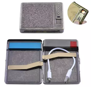 Портсигар подарунковий з USB запальничкою (Спіраль розжарювання, 20 сигарет) HL-8001-4