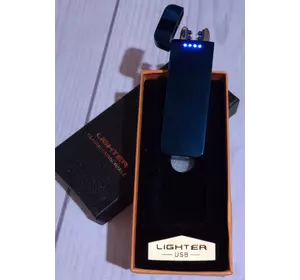 Електроімпульсна запальничка в подарунковій упаковці Lighter (Дві перехрещені блискавки ⚡️⚡️, USB) D403
