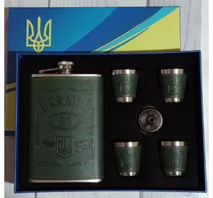 Подарунковий набір MOONGRASS 6в1 з флягою, чарками, лійкою UKRAINE ???????? WKL-080