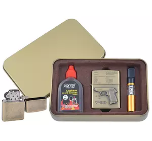 Запальничка бензинова в подарунковій коробці (Балончик бензину / Мундштук) Пістолет PPK XT-4716-2