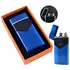 Електроімпульсна USB Запальничка подарункова дві блискавки, індикатор заряду HL-223 Blue Drawing